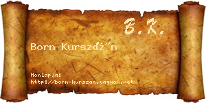 Born Kurszán névjegykártya